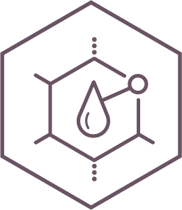 Hyaluronic acid icon in pink hexagon